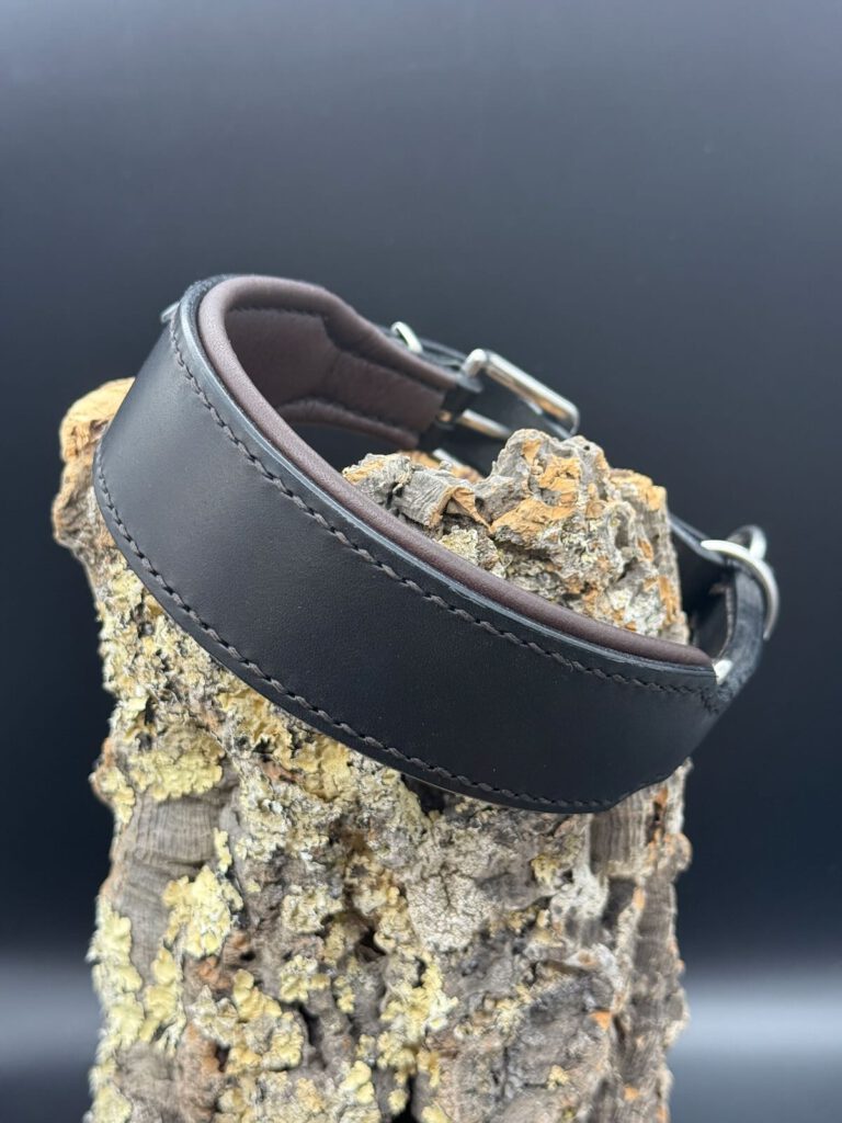 Zugstopp Halsband verstellbar Leder schwarz - Theo für alle die es schlicht mögen
