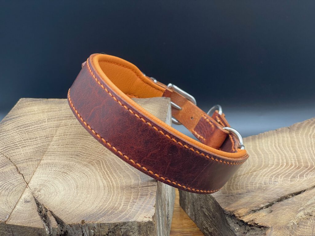 Zugstopp Halsband verstellbar Leder Cognac - Modell Theo
