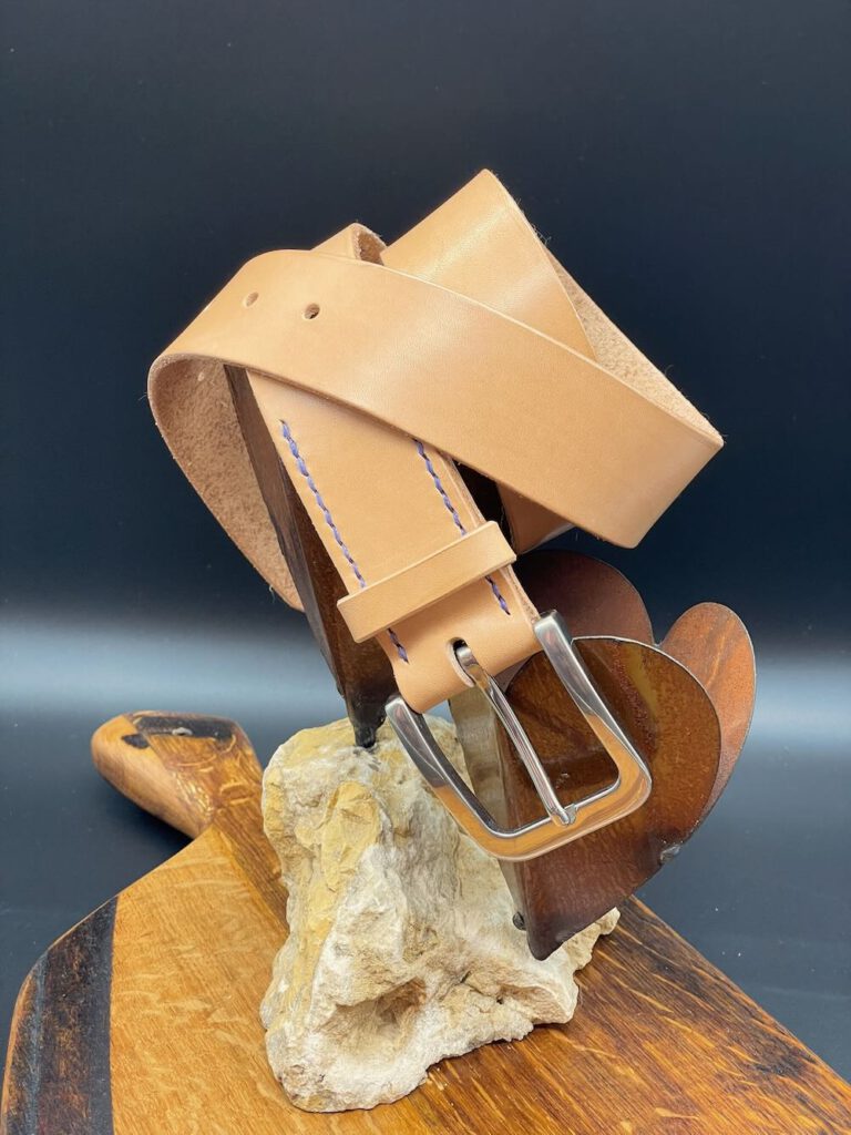 Ledergürtel Blankleder mit handeingenähter Edelstahlschließe, Maßanfertigung