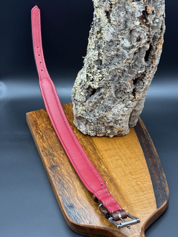 Gepolstertes Lederhalsband Braun Rot – mit Lachsleder | Legend – Bild 5